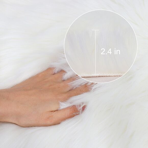 Soft Faux Fur Rug Indoor Fluffy Area Rugs Rectangle Floor Mat 2 x 3ft Snow White - Picture 4 of 6